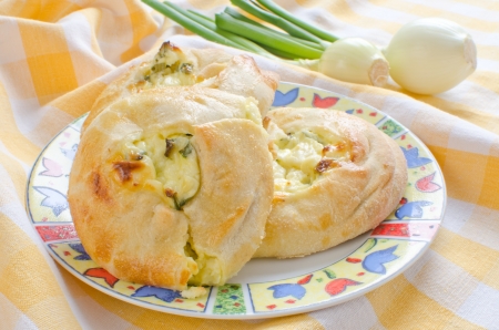 Knishes with farmer cheese and scallions - Jewish pastryの写真素材