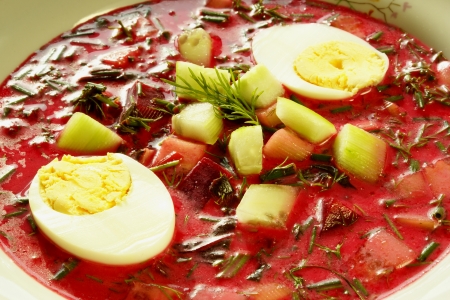 Cold borscht with hard-boiled eggs                     の写真素材