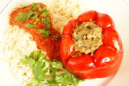 Bell pepper stuffed with meat                 の写真素材