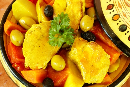 Moroccan chicken tagine       の写真素材