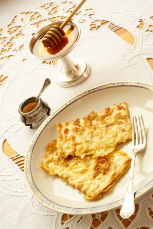 Fried matzo for Passover                   の写真素材