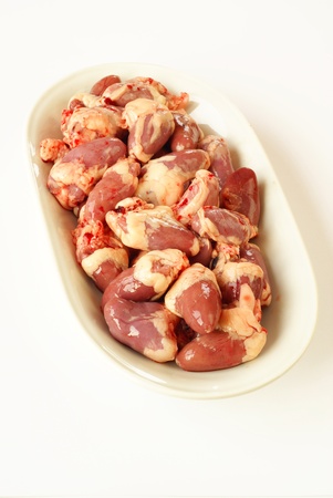 Raw chicken hearts                  の写真素材