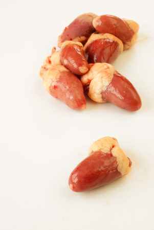 Raw chicken hearts                 の写真素材