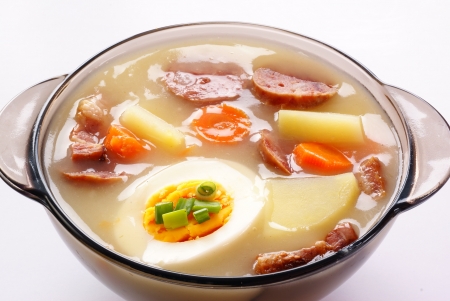 Polish Sour rye soup - white borscht ("Zurek")               の写真素材