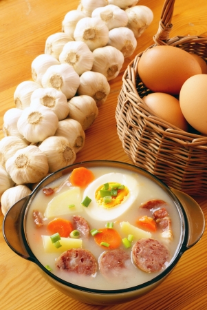 Polish Sour rye soup - white borscht ("Zurek")                 の写真素材