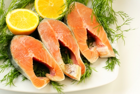 Raw salmon                           の写真素材