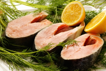 Raw salmon                 の写真素材