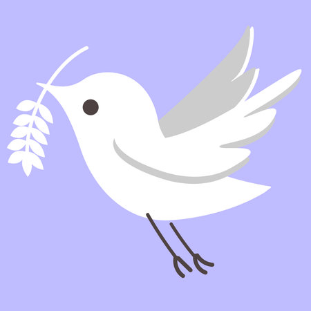 peace pigeon. Purity, spirituality concept. Vector dove silhouette blue skyのイラスト素材