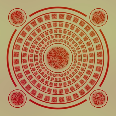 Magic aged runes circle on parchment backgroundの写真素材