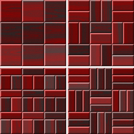 Set of seamless red illustration of wooden parquet flooringの写真素材