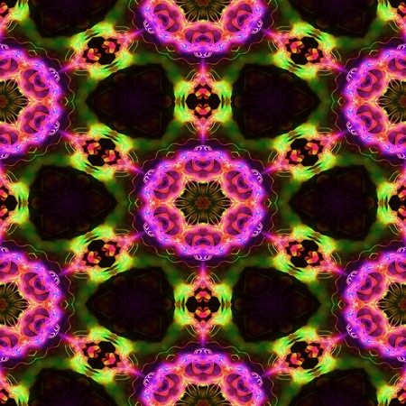 Abstract seamless green violet floral pattern for background