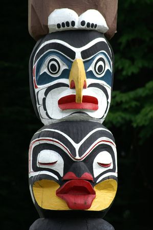 Detail of totem poleの写真素材