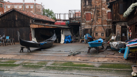 Gondola shipyard at San Trovaso in Veniceの写真素材