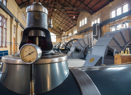 LEMMER, NETHERLANDS - 2 MARCH 2014  Inside the machine room of the historic Wouda steam pumping station from 1920  It is the largest of its kind ever built and is still in operation  It pumps away excess water in the province of Friesland のeditorial素材