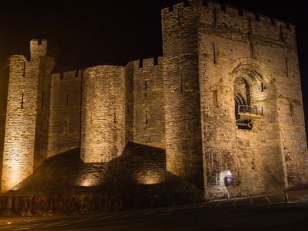 View on Caernarfon Castle at nightのeditorial素材
