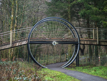 Giant bicycle wheelの写真素材