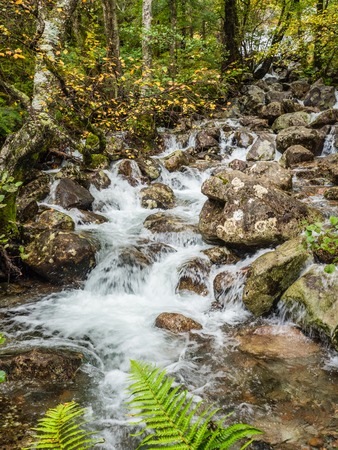 Waterfall in the valley of Glen Nevis, Scotlandの写真素材