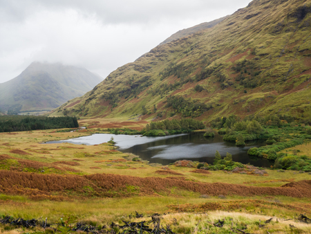 Spectacular Glen Etive and the River Etive in the Scottish Highlands in autumnの写真素材