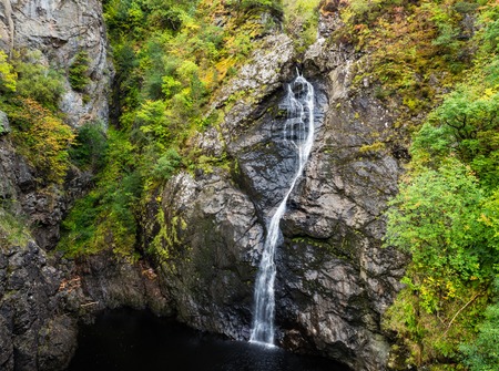The Falls of Foyers waterfall on the River Foyers, which leads to Loch Ness in the Scottish Highlandsの写真素材