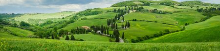 Cypress road near small village of Monticchiello, Tuscany, Italy