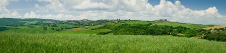 Panorama of Tuscan field near Siena in summer