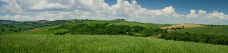 Panorama of Tuscan field near Siena in summerの写真素材