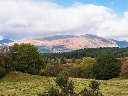 Panorama of Glen Roy in the Highlands of Scotlandの写真素材