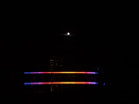 Bridge in a flood of lightsの写真素材