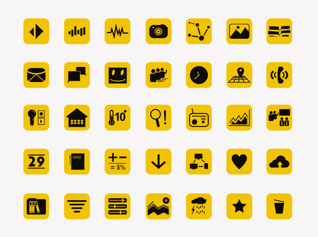 Simple Icon Set with yellow color Vectorのイラスト素材