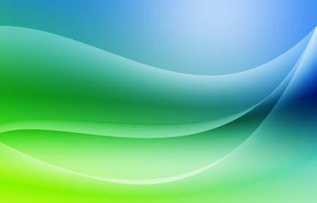 Blue and green gradient or shadow abstract science background with curved pattern graphic.Wave flow shape design create decoration screen.の写真素材
