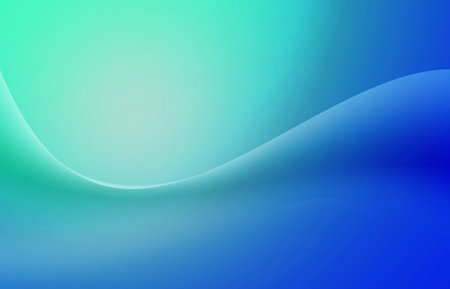 Blue and green gradient or shadow abstract science background with curved pattern graphic.Wave flow shape design create decoration screen.の写真素材