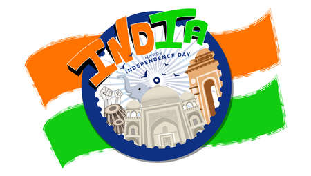 INDEPENDENCE DAY THE FREEDOM CELEBRATION OF INDIAのイラスト素材