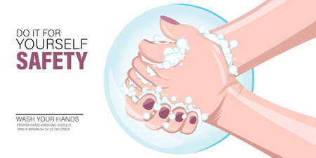 Washing Hands for Safety  illustration design.のイラスト素材