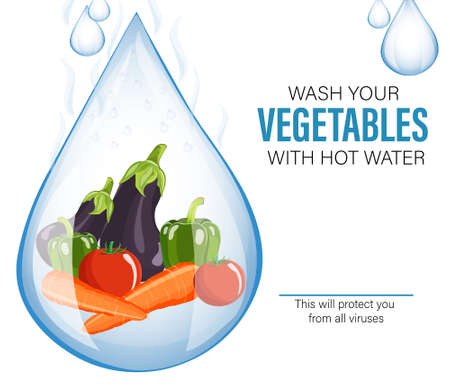 Wash Vegetable for Safety illustration design.のイラスト素材