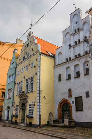 RIGA, LATVIA - JUNE 26, 2014. Three Brothers Houses in Riga, on 26 June  2014. One of the oldest buildings in Old Town.のeditorial素材
