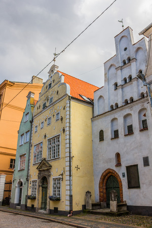 RIGA, LATVIA - JUNE 26, 2014. Three Brothers Houses in Riga, on 26 June  2014. One of the oldest buildings in Old Town.のeditorial素材