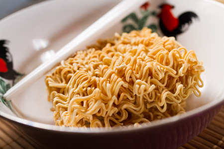 Instant noodles are not cooked.の写真素材