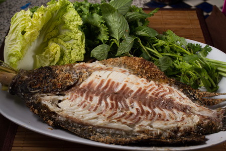 Salted fish 30 minutes with seafood sauce.の写真素材