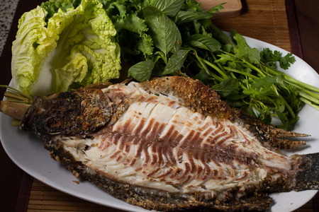 Salted fish 30 minutes with seafood sauce.の写真素材
