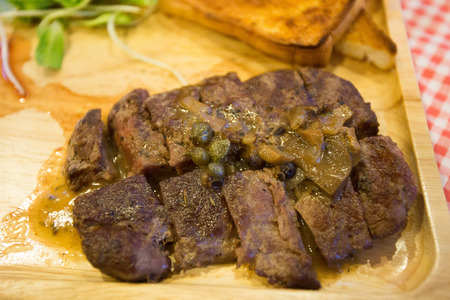 Black Pepper Steak in cafe.の写真素材