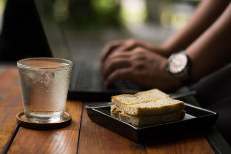 During the afternoon running hot coffee.の写真素材