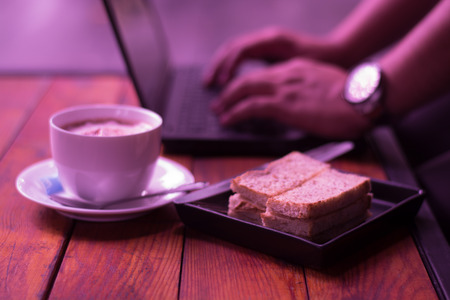 During the afternoon running hot coffee.の写真素材