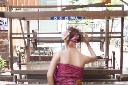 Antique loom for weaving.の写真素材