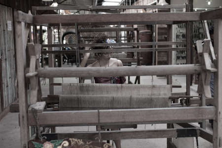 Antique loom for weaving.の写真素材