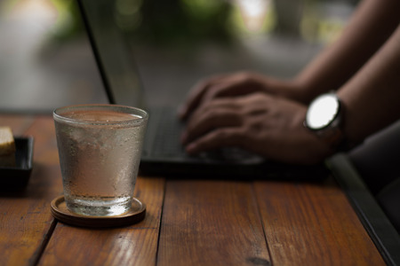 During the afternoon running hot coffee.の写真素材