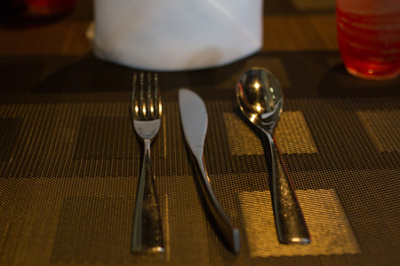 Cutlery, tableware in the hotel.の写真素材