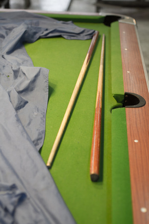 Snooker table, wood, old age over 30 years.の写真素材