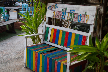 Bench Rainbow over 30 years.の写真素材