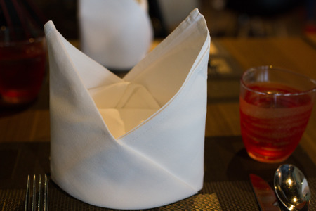 napkin on the table in the hotel.の写真素材