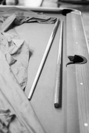 Snooker table, wood, old age over 30 years.の写真素材